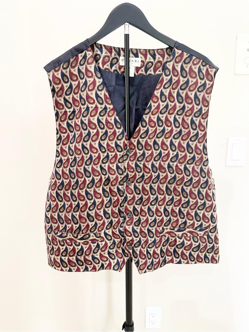 Vintage 90s Bogari Studio 100% Silk Paisley Vest Men’s XL Heritage Grandpa Retro
